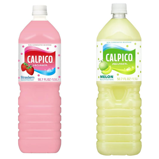 Calpico Soft Drink Bundle - Strawberry and Water Melon Flavors, 50.7 FZ (Pack of 2)
