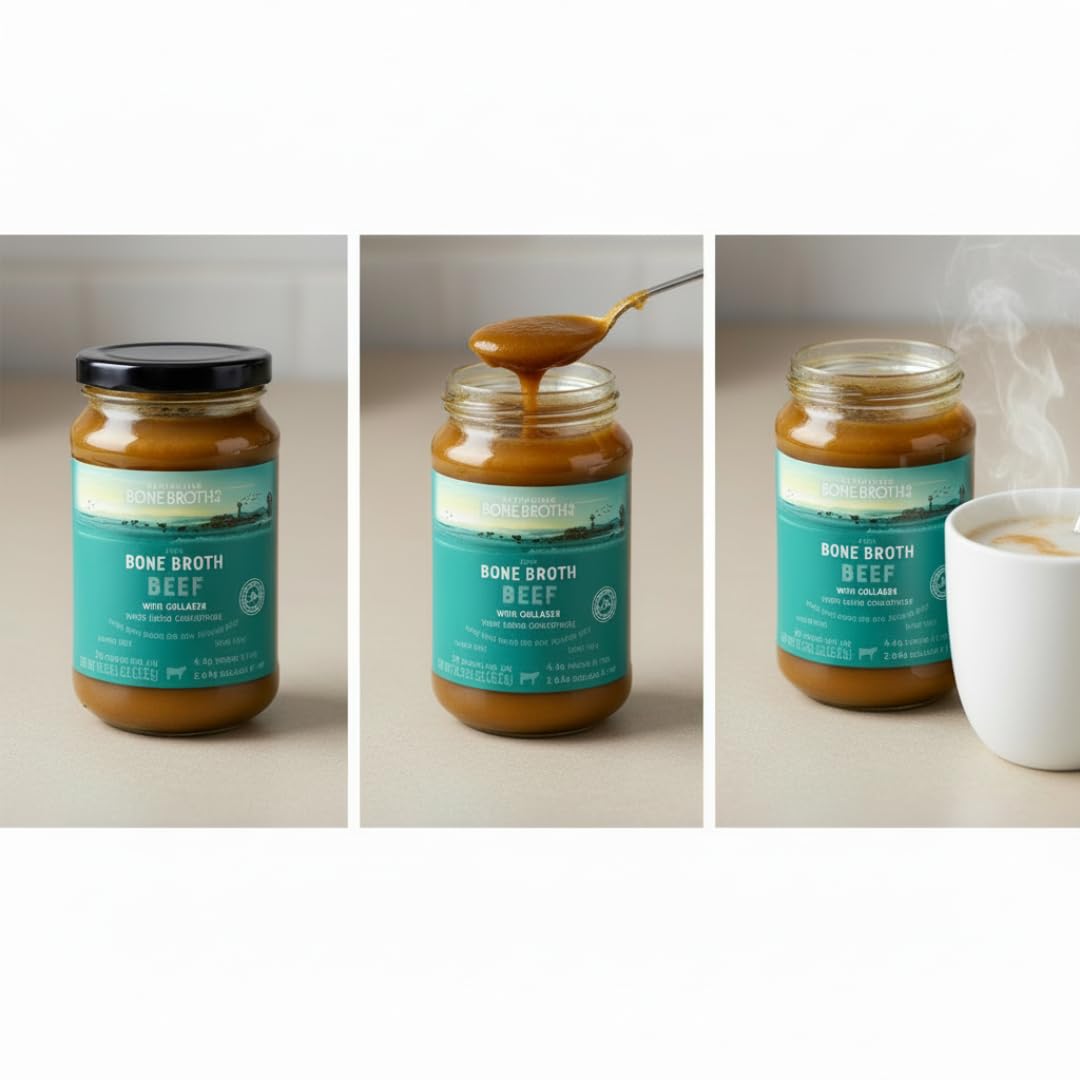 ABBCo Beef Broth Concentrate with Collagen, Rich Savoury Cooking Base for Soups, Gravies & Sauces, Just Add Hot Water, Halal, 13.26Floz
