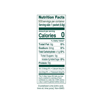 True Lime 500ct (Pack of 1) - Water Enhancer - Bulk Dispenser - 0 Calorie Drink Mix Packets For Water - Sugar Free Lime Flavoring Powder Packets