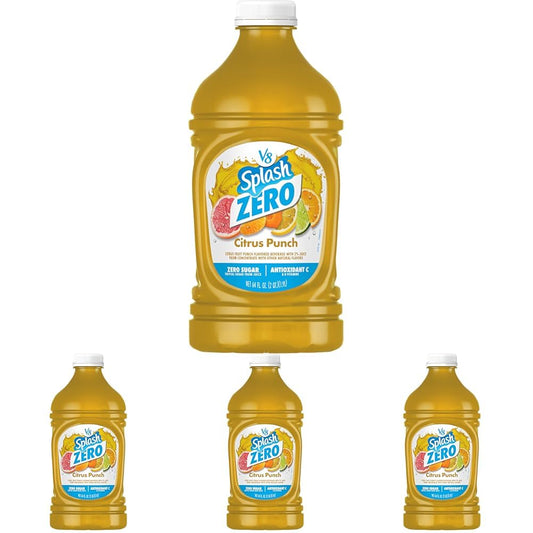 V8 Splash Citrus Punch Zero Sugar Juice Beverage, 64 fl oz Bottle (Pack of 4)