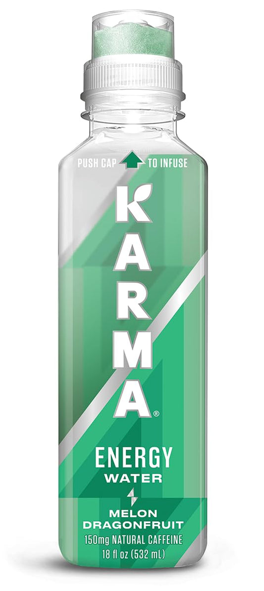 Karma Natural Energy Drink - Melon Dragonfruit Caffeinated Water - Clean Focus & Energy Boost