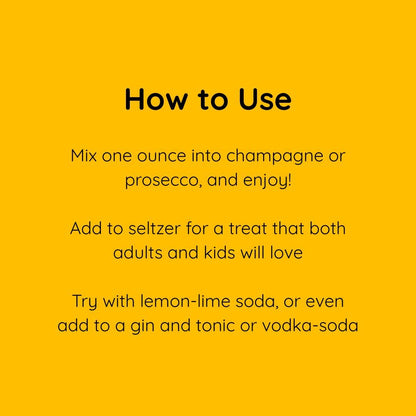 Wood Stove Kitchen Glitter Mimosa Mixer - Tangerine & Mango Flavor Enhanced with Sparkling Edible Glitter, Versatile Concentrate for Cocktails & Non-Alcoholic Beverages, 16 fl oz Multi-Serve Bottle