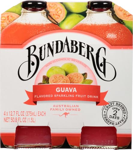Bundaberg Sparkling Fruit Drink, Guava, 12.7 fl oz, 4 Count (Pack of 2)