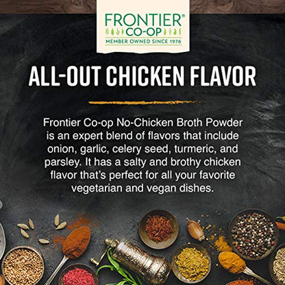 Frontier Co-op Vegetarian Broth Powder, 1lb - Vegan, No-Chicken, Veggie Alternative to Bouillon Powder - Bulk Bag, Shaker Refill, Restaurant Supply