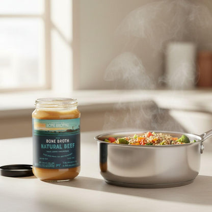 ABBCo Natural Beef Bone Broth Concentrate 13.26 Floz - Made in Australia from Australian Beef Bones, Savoury Cooking Broth Base, Refrigerate After Opening