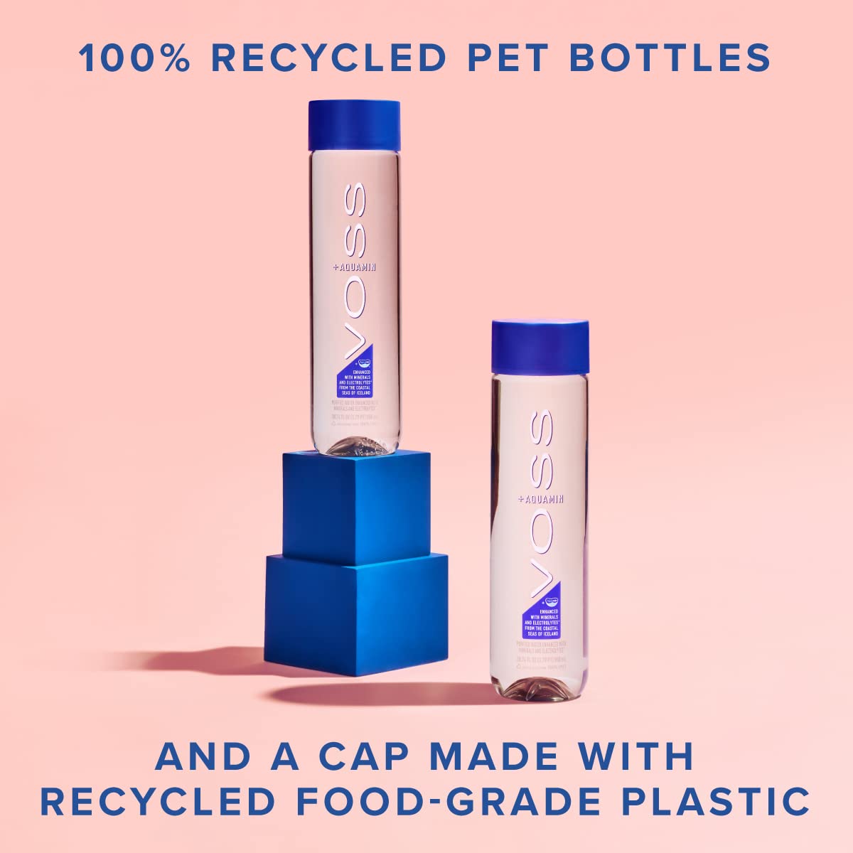 VOSS+ Aquamin Enhanced Water - Pack of 12 Bottles, 850ml Each - Purified Hydrating Water - 74 Trace Minerals & Electrolytes - Perfect for Active Lifestyles, at the Gym & on Hot Days - Recycled PET Bottle