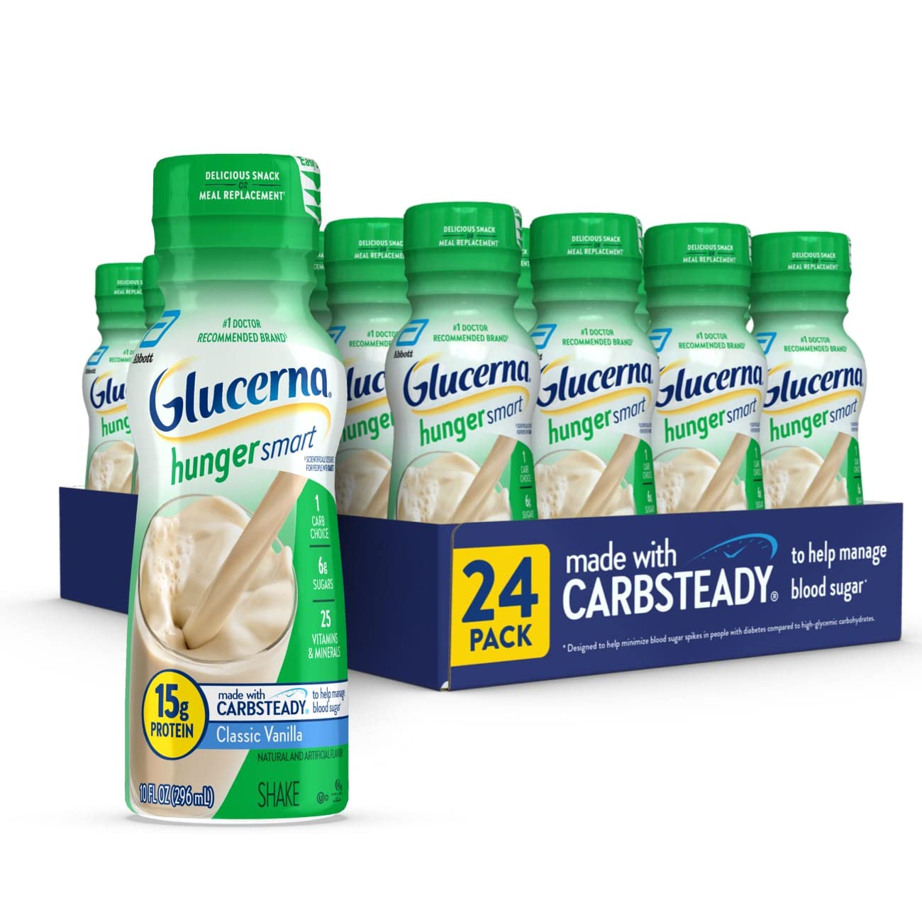 Glucerna Hunger Smart Shake, Diabetic Drink, Blood Sugar Management, 15g Protein, 180 Calories & Nutritional Shake, Diabetic Drink to Support Blood Sugar Management, 10g Protein