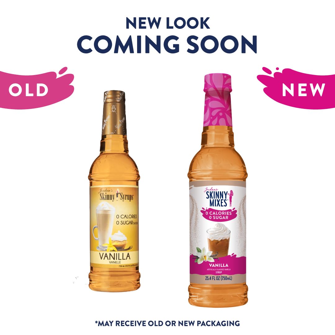 Jordan's Skinny Mixes Sugar Free Coffee Syrup, Vanilla Coffee Flavoring Syrup, Zero Calorie Drink Mix, Lattes, Baking, Protein Shake or Cocktail, Dairy & Gluten Free, Kosher, 25.4 Fl Oz
