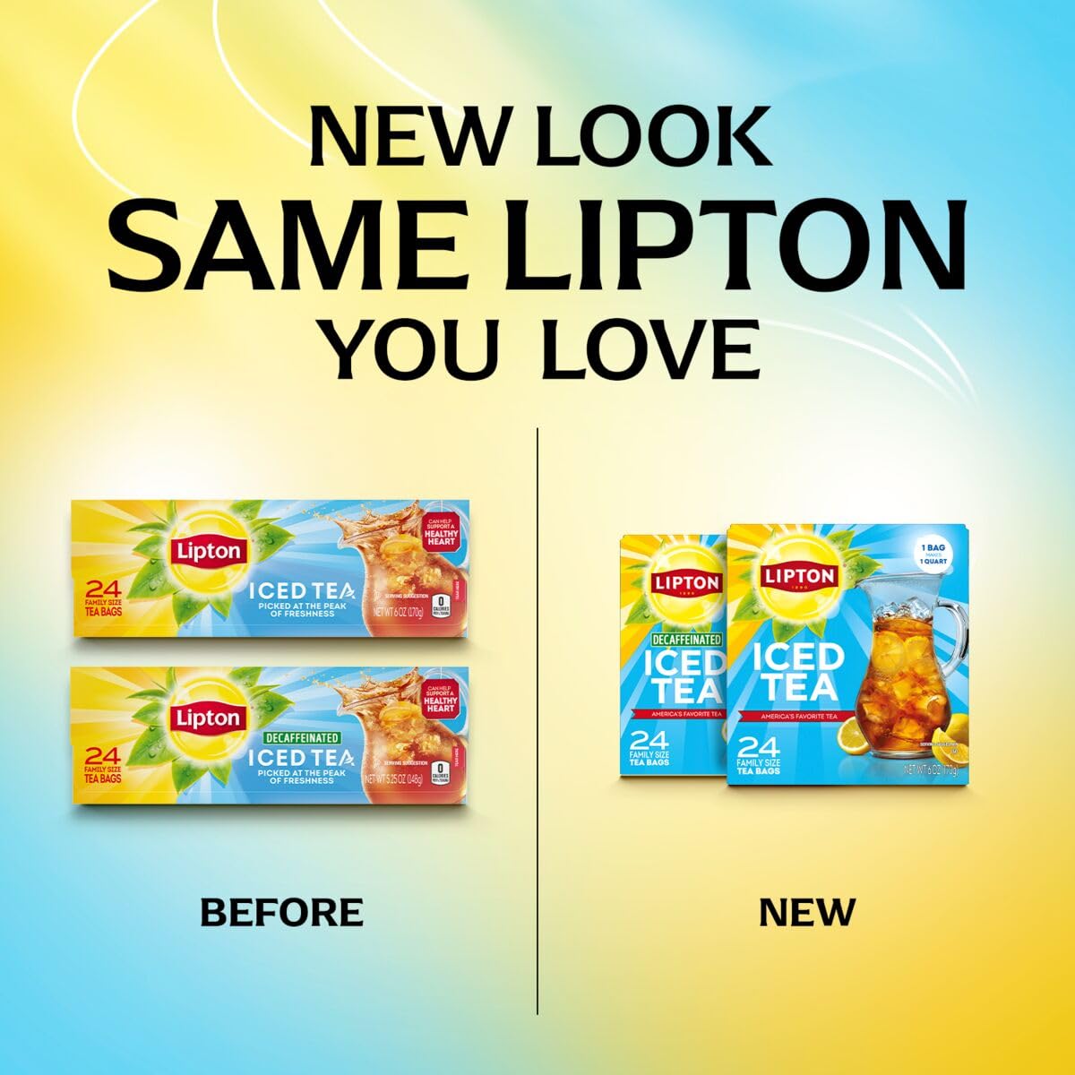 Lipton Decaf Black Iced Tea Bags, Family Size Zero Calories, 24 Total Tea Bags