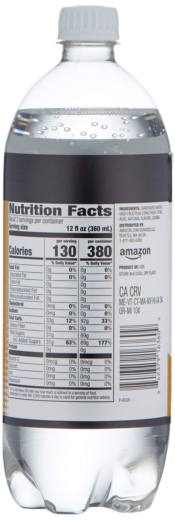 Amazon Grocery, Tonic Water, 33.8 Oz