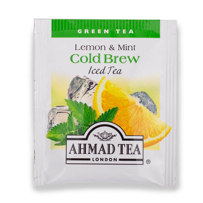 Ahmad Tea Green Tea, Cold Brew Lemon and Mint Teabags, Iced Tea, 20 ct (Pack of 1) - Caffeinated and Sugar-Free