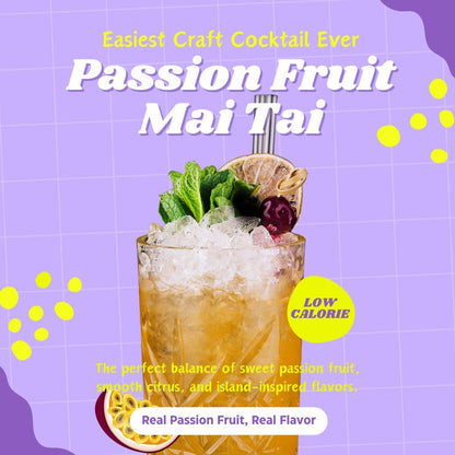 Maud's Mixers Passion Fruit Mai Tai Cocktail Mix, 14 ct, Mocktail Non-Alcoholic Drinks - Made with Real Fruit and Agave - Low Calorie, Low Sugar, Easy to Mix
