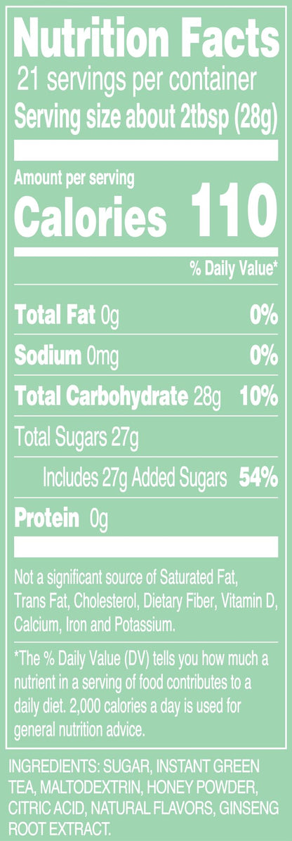 AriZona Green Tea - Sugar Sweetened Powdered Drink Mix - 20.4oz Canister, Makes 8 Quarts (Pack of 1)