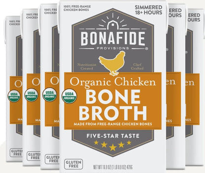 Bonafide Provisions Fresh Organic Chicken Bone Broth, 16.9oz - 6 Pack