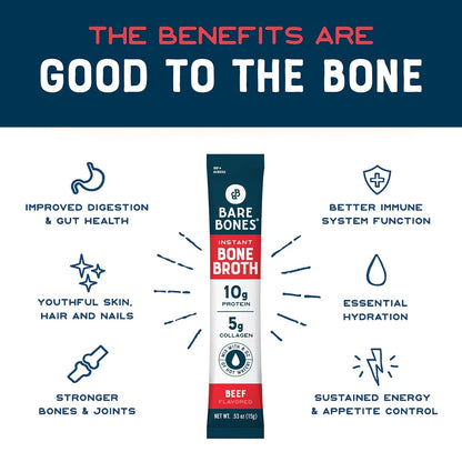 Bare Bones Beef Bone Broth Instant Powdered Mix Packets 4 Pack