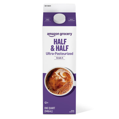 Amazon Grocery, Half & Half, Ultra Pasteurized, 32 Fl Oz