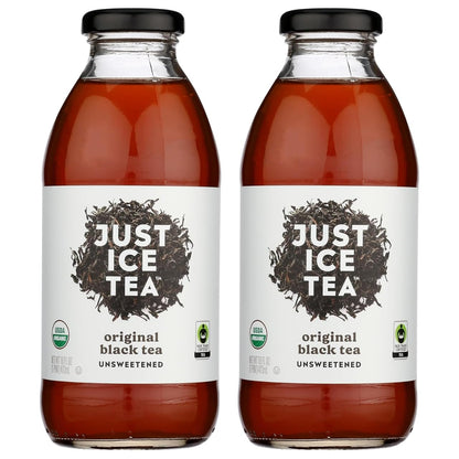 Just Ice Tea Original Black Organic 16 FO – Organic Bottle Drink – Iced Tea and Beverage – Pure Black for Ice Drinks – Ready to Drink Te and Teas – Pack of 2