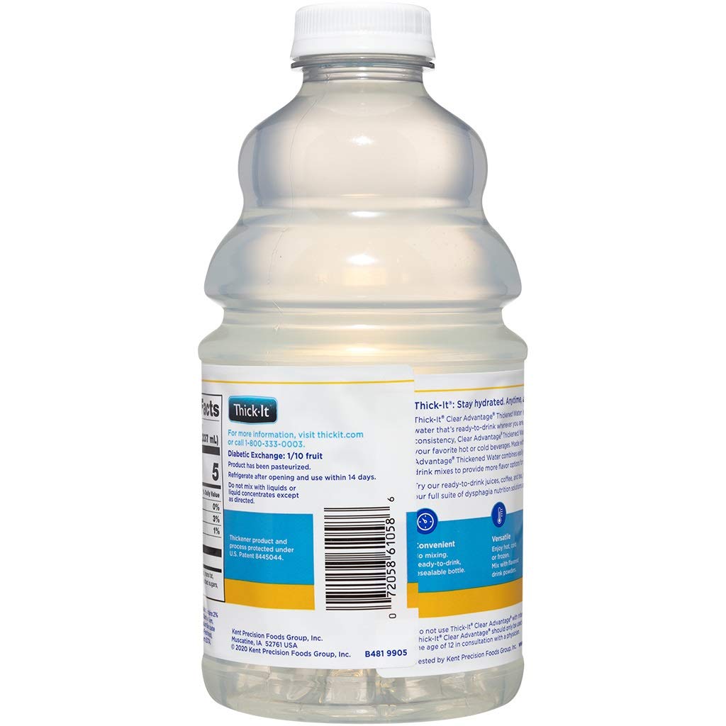 Thick-It Clear Advantage Moderately Thick Water, Honey Consistency, Ready-to-Drink, Digestible Swallowing Aid, Hydration on the Go, Convenient & Ready-to-Use, No Mixing Needed, 46 oz Bottle