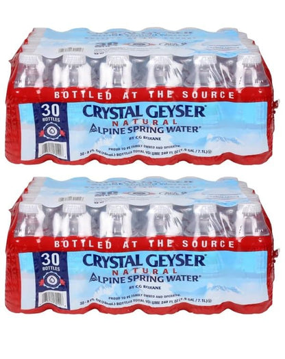 Crystal Geyser Natural Alpine Spring Water, Bottled at the Source, 8oz Bottles 30 Per Case, 2 Cases