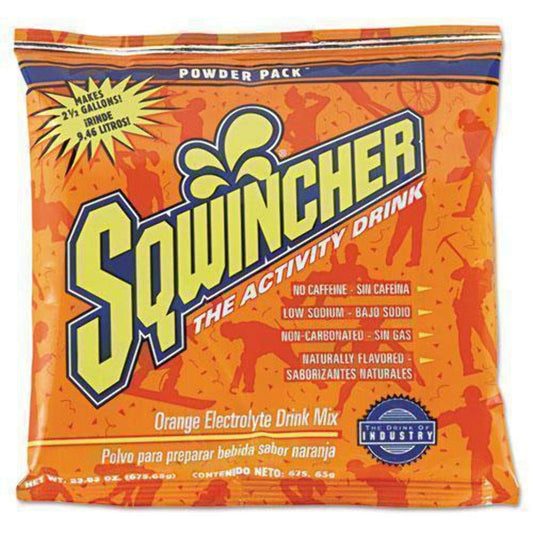 Sqwincher Powder Pack, Orange Flavored, Low Calorie, Low Sodium, Electrolyte Replenishment Hydration Drink Mix, Just Add to 2.5 Galons of Water, 23.83 oz Packet (Pack of 32)