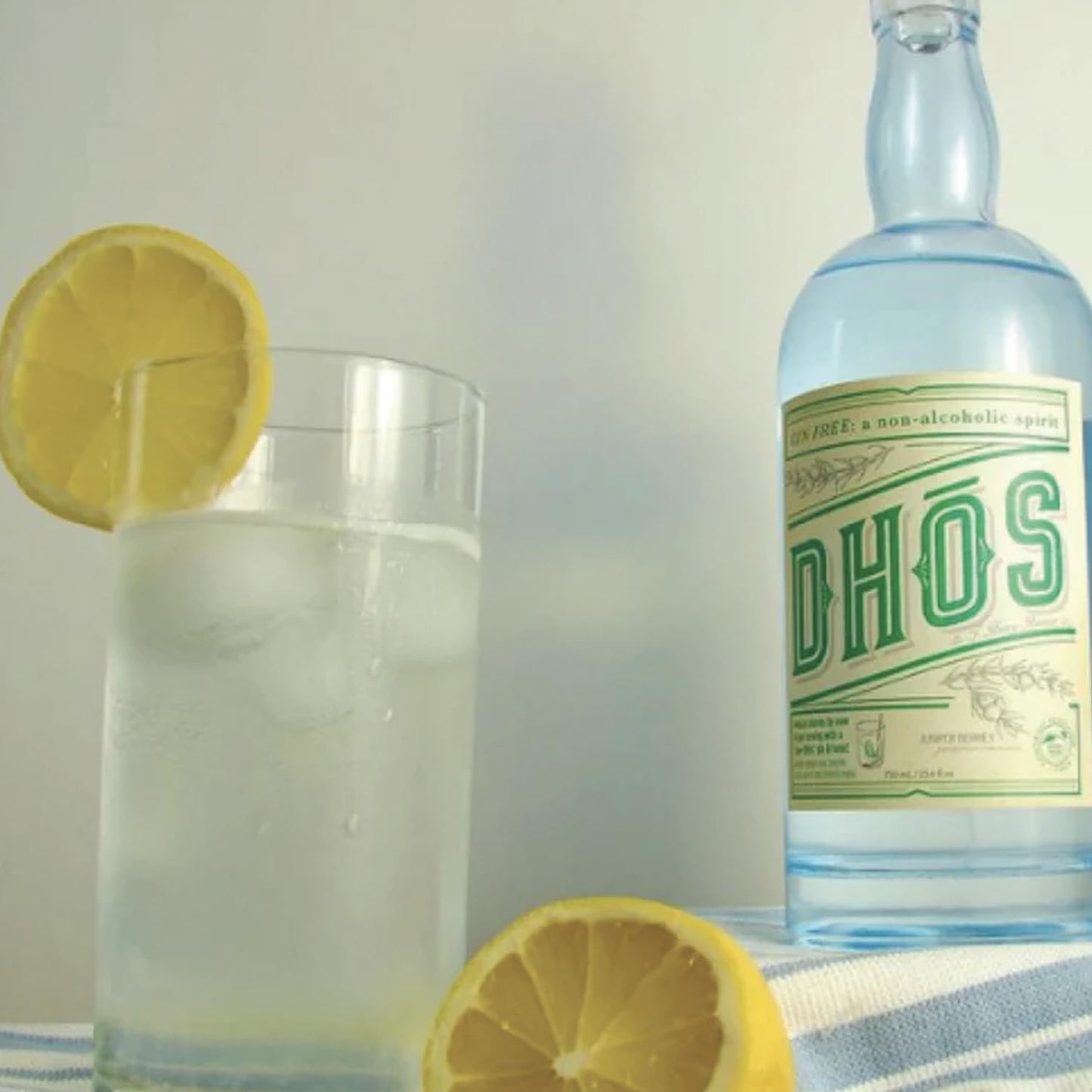 Dhōs Handcrafted Non-Alcoholic Gin 750 ML Bottles w Pack Owen’s Mixers Lemonade 8.2 OZ Cans - Perfect for Mocktails - Made in USA