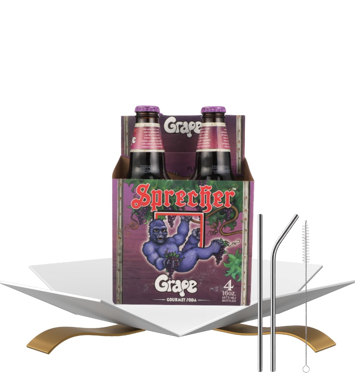 Grape Soda 64floz Bundle with Straws — Refreshing Fruity Beverage for Parties, Picnics, and Everyday Enjoyment — Gift Set (2 Items)