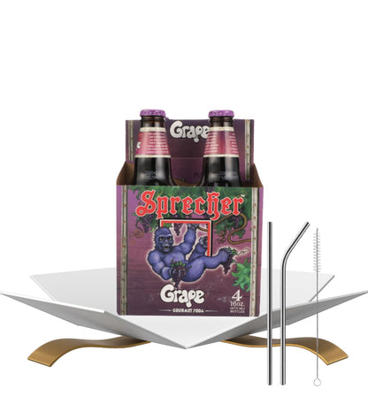 Grape Soda 64floz Bundle with Straws — Refreshing Fruity Beverage for Parties, Picnics, and Everyday Enjoyment — Gift Set (2 Items)