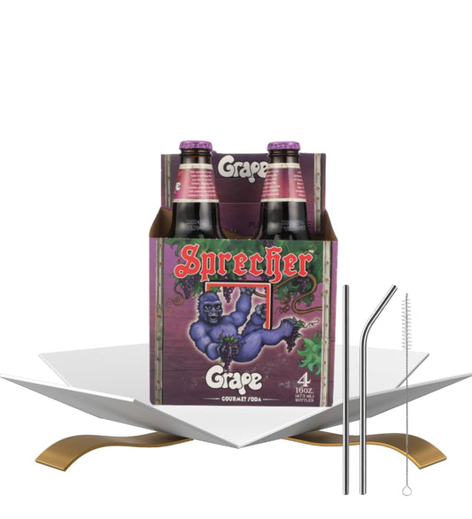 Grape Soda 64floz Bundle with Straws — Refreshing Fruity Beverage for Parties, Picnics, and Everyday Enjoyment — Gift Set (2 Items)