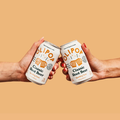 OLIPOP - Classic Root Beer Sparkling Tonic, Healthy Soda, Prebiotic Soft Drink, Aids Digestive Health, Contains Prebiotics & 9g of Plant Fiber, Caffeine Free, Low Calorie, Low Sugar, 12 oz