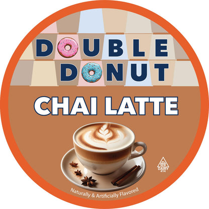 Double Donut Coffee Chai Latte Pods – Spiced & Creamy Chai Tea Latte – Notes of Cinnamon, Cardamom, Cloves & Ginger, Compatible with Keurig Brewers, 20 Count