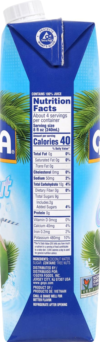 Goya Foods 100% Pure Coconut Water, 33.79 Ounce (Pack of 2)
