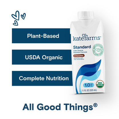 KATE FARMS Organic1.0 Chocolate Nutrition Shake, 16g Protein, 27 Vitamins and Minerals, Meal Replacement 11 oz (12 Pack)