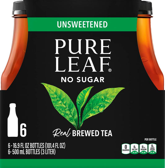 Pure Leaf Unsweetened Tea, 16.9 Fl Oz (Pack of 6)