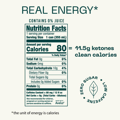 KEY Ketone Drink - Ketones for Energy & Focus, Sugar Free & Low Caffeine from Green Tea with L-Theanine, No Crash or Jitters, All Natural, Lightly Carbonated, Pineapple Passionfruit (Pack of 12)