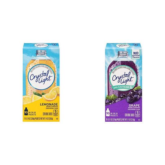 Crystal Light Lemonade with Grape Drink Mix (120 Packets, 12 Canisters of 10)