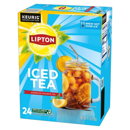 Lipton Iced Tea K-Cups, Unsweetened Black Iced Tea, 24 K-Cup Pods (Pack of 2)