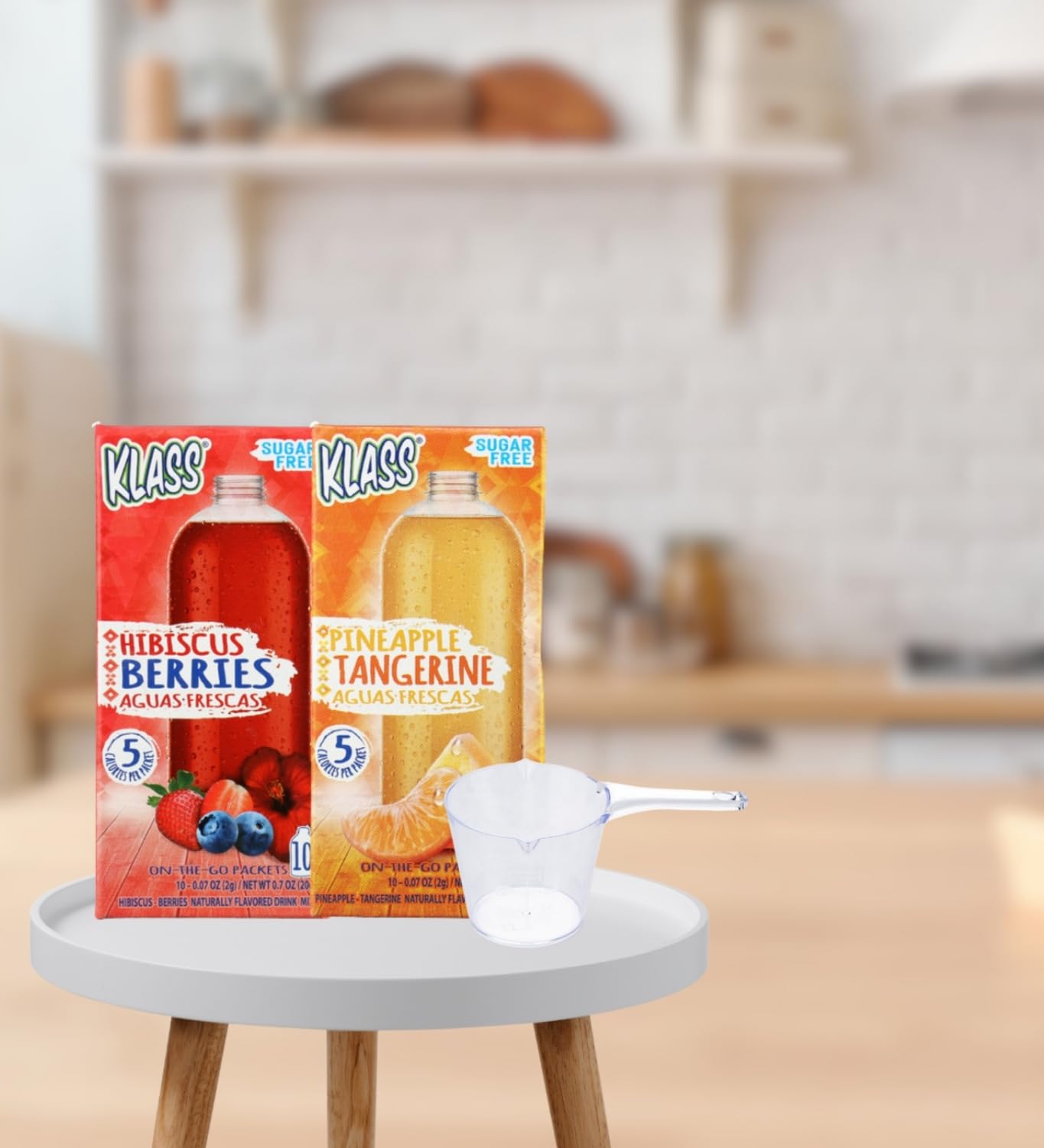 Klass Aguas Frescas – Klass Bev Stk Hibiscus Berry 10Ct, 0.7 OZ & Pineapple Tangerine 10Ct, 0.7 OZ Bundle with Measuring Cup – Flavored Drink Mix Sticks for Easy Mixing – Gift Set (3 Items)