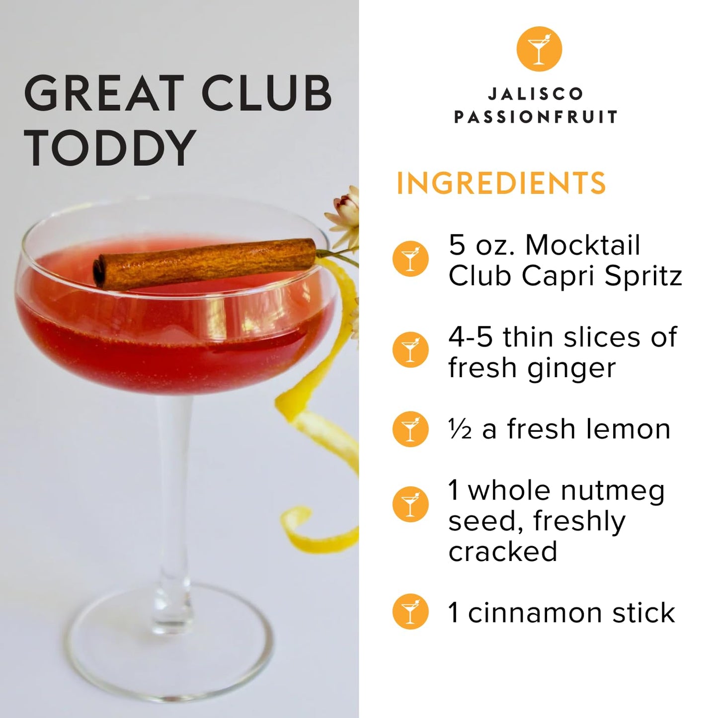 Mocktail Club Jalisco Passionfruit Sparkling Non-Alcoholic Cocktail 12oz (4pk), 80 Cals, Gluten-Free, No Artificial Ingredients, Zero Proof – with Passionfruit