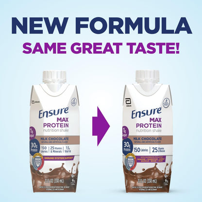 Boost Very High Calorie Chocolate Nutritional Drink 530 Calorie (Pack of 24) and Ensure Max Protein Milk Chocolate Nutrition Shake 30g Protein (Pack of 12)