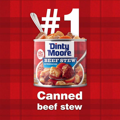 DINTY MOORE Beef Stew, 15 oz (12 Pack), Fully Cooked & Ready-To-Eat with Fresh Potatoes & Carrots, Gluten-Free, 10g Protein, No Preservatives, Perfect for Noodles, Biscuits & Hot Pies