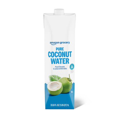 Amazon Fresh, 100% Pure Coconut Water Original, Not from Concentrate, 33.8 Fl Oz