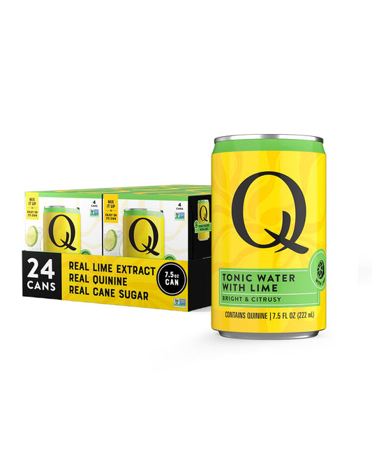 Q MIXERS TONIC WATER with LIME - Real Quinine & Lime Extract - Ideal for Cocktails & Mocktails - Made with Real Ingredients, Perfectly Carbonated & Lightly Sweet - 7.5 Fl oz (Pack of 24)