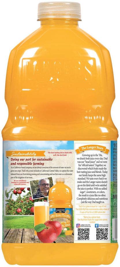 Langers 100% Apple Orange Pineapple Juice, 64 Fl Oz (Pack of 8)