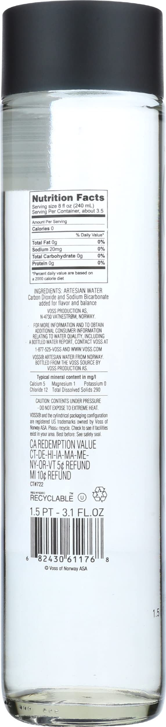 Voss, Water Sparkling Norway, 27.05 Fl Oz
