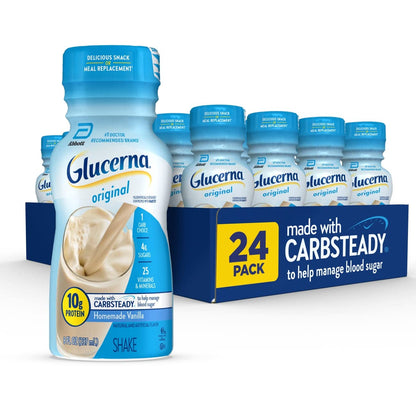 Glucerna Diabetic Nutrition Shakes Bundle - Chocolate Protein 30g 150 Cal, 12 Ct & Homemade Vanilla 10g 180 Cal, 24 Ct