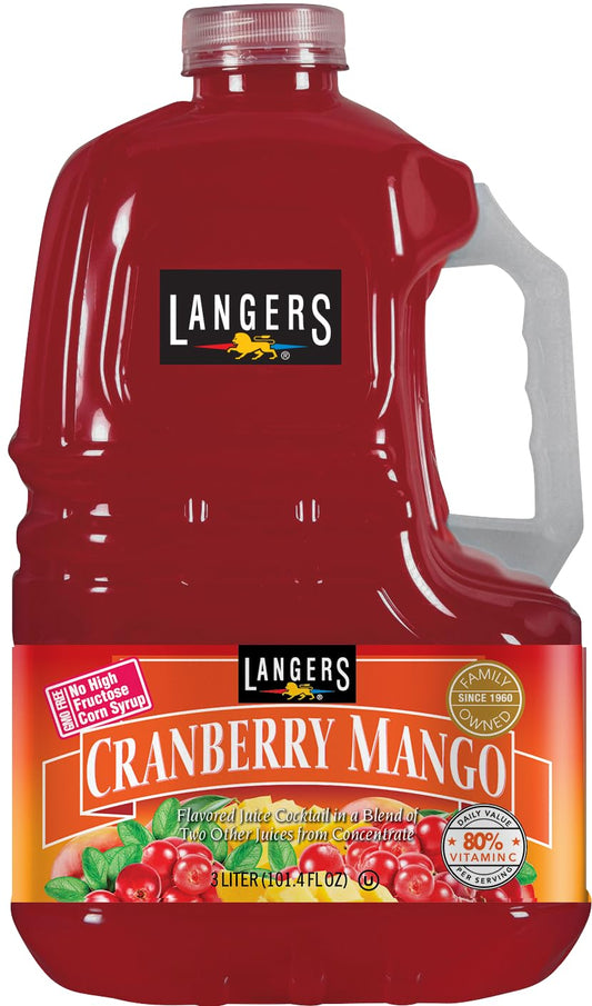 Langers Cranberry Mango Juice Cocktail, 3L (Pack of 4), 101.4 Fl Oz (Pack of 4)