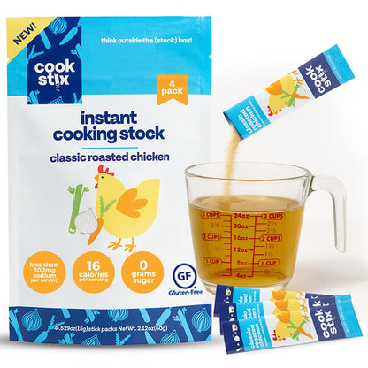 Cookstix Essentials Pack – Classic & Chili Cumin Lime Chicken Stock Sticks – Clean-Label Instant Broth (2 x 4 Packs)