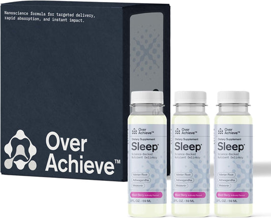 Sleep Drink with Advanced Nanoscience Technology - Contains Melatonin, Ashwagandha and Valerian Root - 3 Pack Liquid Sleeping Aid Help Fall Asleep Faster, Mix Berries 2oz