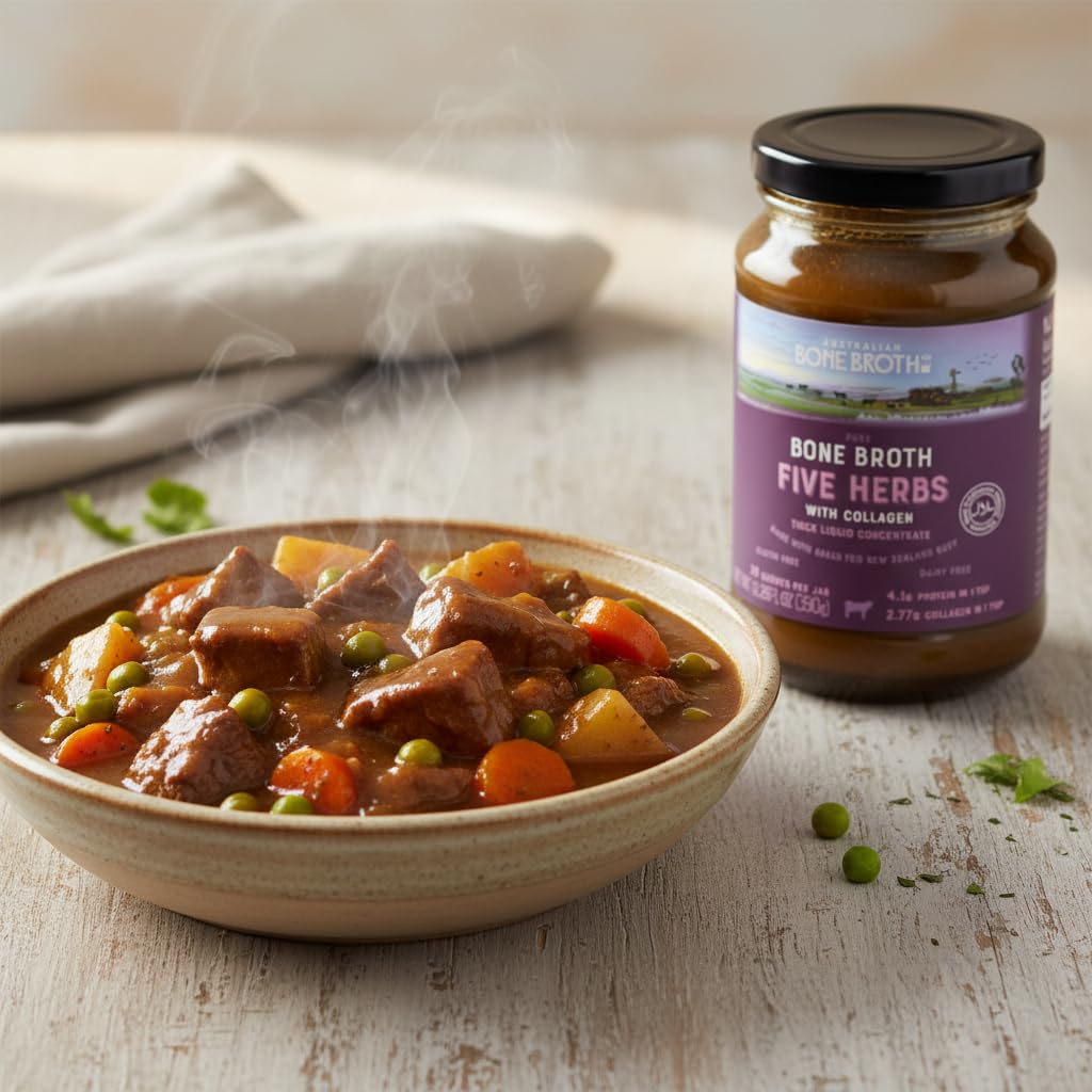 ABBCo Five Herbs Beef Broth Concentrate, Halal, Savoury Cooking Stock Base for Soups, Gravies & Sauces, Just Add Hot Water, 13.26Floz