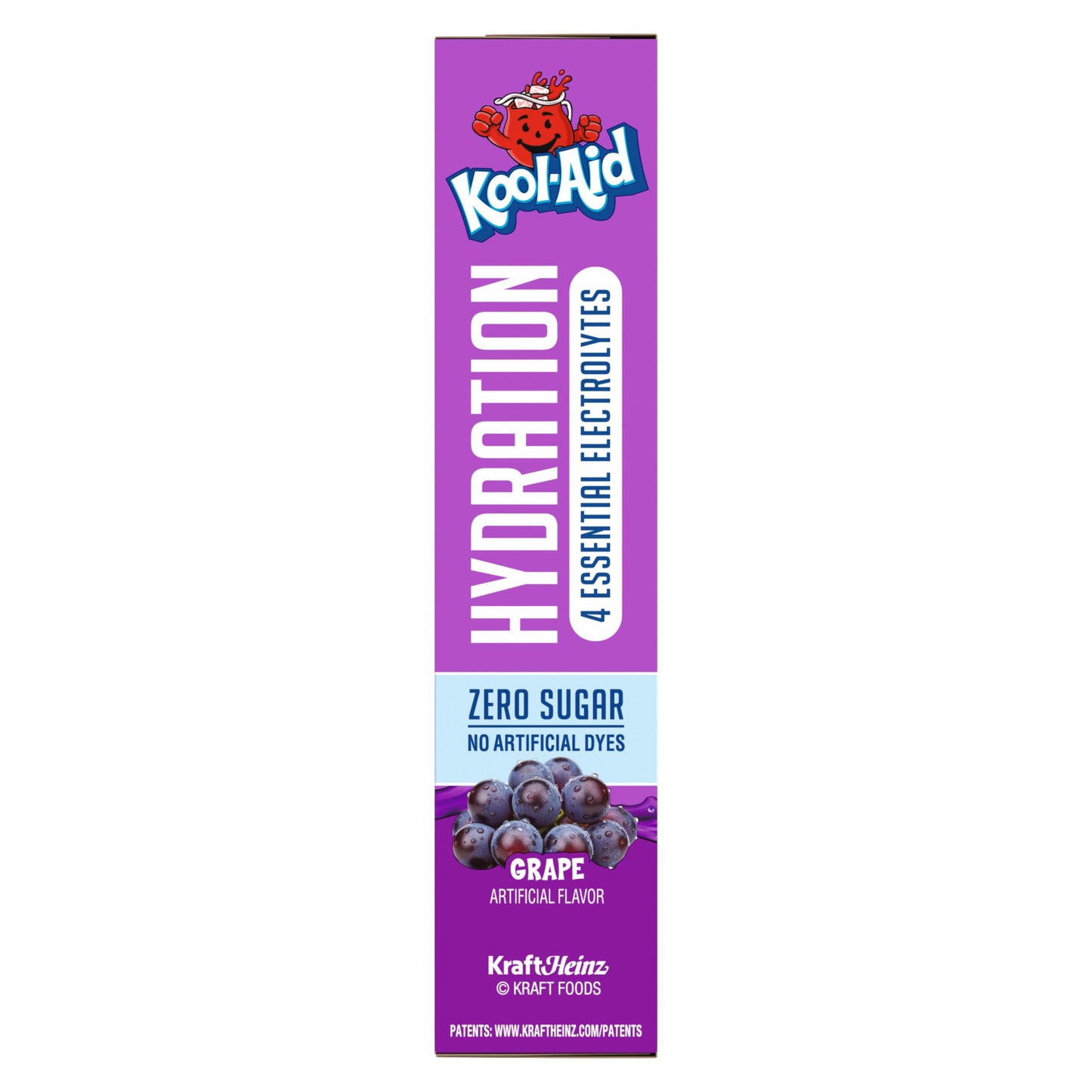 Kool-Aid Hydration Electrolyte Powder Drink Mix, 6 On-the-Go-Packets, for Easy and Flavorful Hydration, Grape Artificial Flavor, Zero Sugar, No Artificial Dyes, Low Calorie, 1.32 oz Box